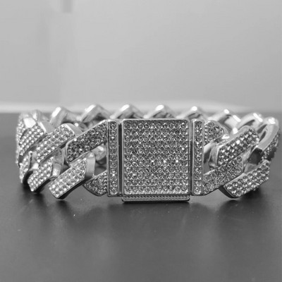 Hip Hop Läikiv Kuuba Link Keti Käevõrud Naised Mehed Kullavärvi Rhinestone Iced Out Keti Käevõrud Punk Käepael Ehted Kingitus