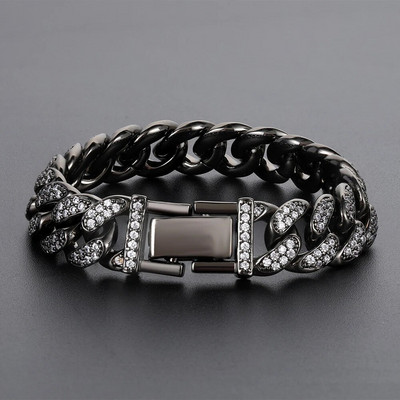 Hip Hop Läikiv Kuuba Link Keti Käevõrud Naised Mehed Kullavärvi Rhinestone Iced Out Keti Käevõrud Punk Käepael Ehted Kingitus