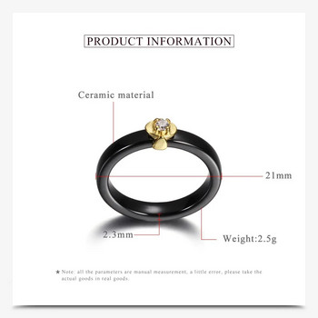 NIBA AAA Crystal X-shape Черен/бял керамичен пръстен Сватбени пръстени с кубичен цирконий Сватбени пръстени Модни бижута Модерни