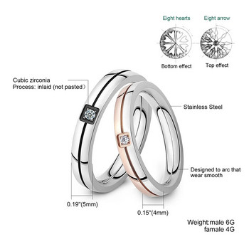 Нов пръстен с кубичен цирконий на JeeMango от неръждаема стомана, блестящ кристален пръстен за двойка Forever Love For Romantic Wedding Rings JR19102