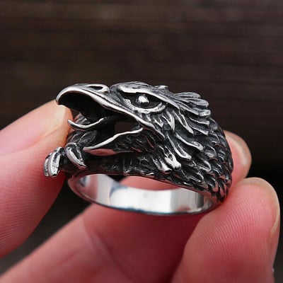 Vintage Viking Odin Crow Ring Meeste Põhjamaade Mütoloogia Viking Ring Roostevabast Terasest Biker Mehed Odini Raven Ring Ehted Kingituste hulgimüük