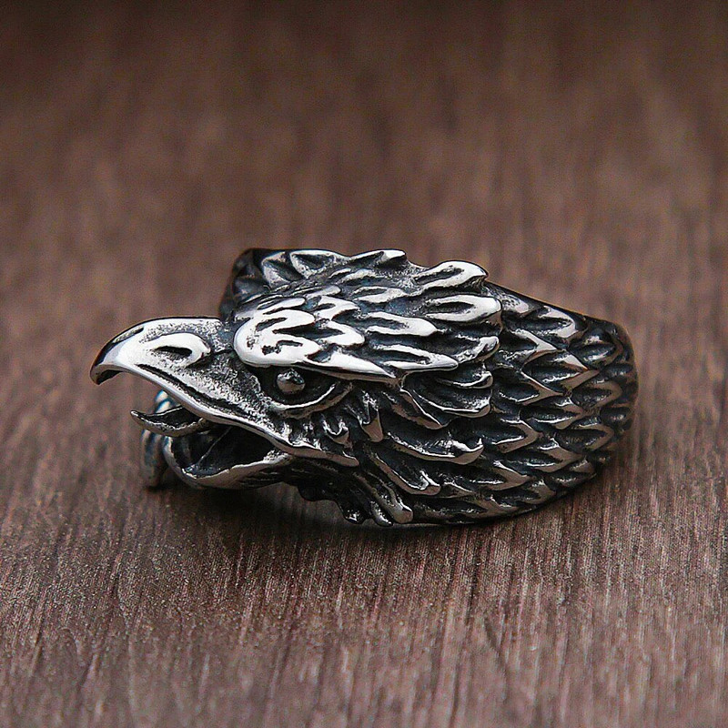 Vintage Viking Odin Crow Ring Meeste Põhjamaade Mütoloogia Viking Ring Roostevabast Terasest Biker Mehed Odini Raven Ring Ehted Kingituste hulgimüük