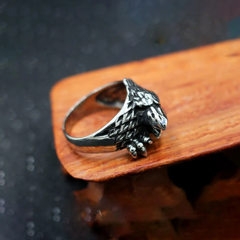 Vintage Viking Odin Crow Ring Meeste Põhjamaade Mütoloogia Viking Ring Roostevabast Terasest Biker Mehed Odini Raven Ring Ehted Kingituste hulgimüük