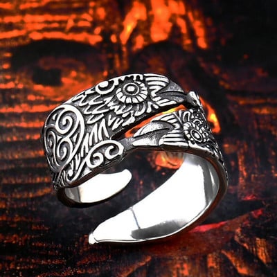 Vintage Odin Ravens Ring Meeste avamine Reguleeritav Põhjamaade roostevabast terasest Celtics Knot Viking Ring Biker Amulet Crow Ehted Kingitus