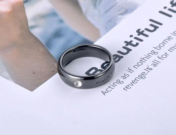 Γυναικείο δαχτυλίδι γάμου με μοντέρνο στυλ γραφείου, μαύρο κεραμικό κρύσταλλο, κοσμήματα για κορίτσια με στρας Χονδρική