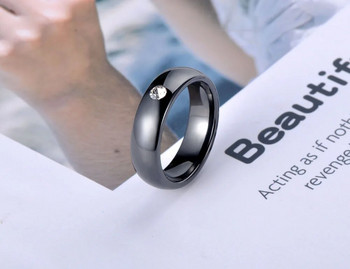 Модерен офис стил черен керамичен кристал брачен пръстен бижута за жени пръстен момичета със страз на едро