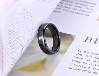 Γυναικείο δαχτυλίδι γάμου με μοντέρνο στυλ γραφείου, μαύρο κεραμικό κρύσταλλο, κοσμήματα για κορίτσια με στρας Χονδρική