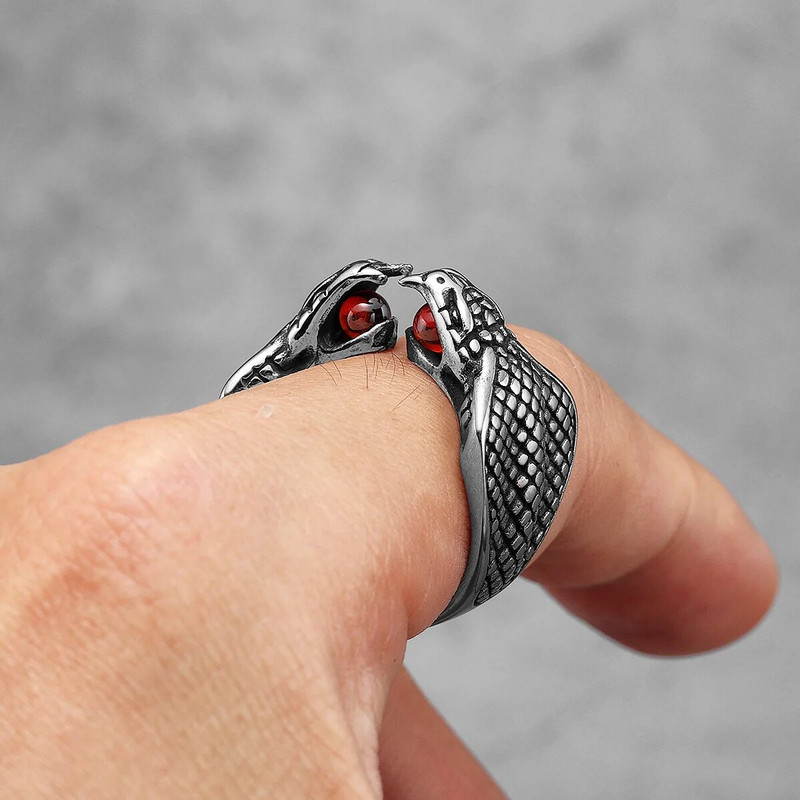 Nerūsējošā tērauda vīriešu atvērti gredzeni čūsku dzīvnieki panki moderns sievietēm motociklistu modes rotaslietas Helovīna radošuma dāvanu vairumtirdzniecība