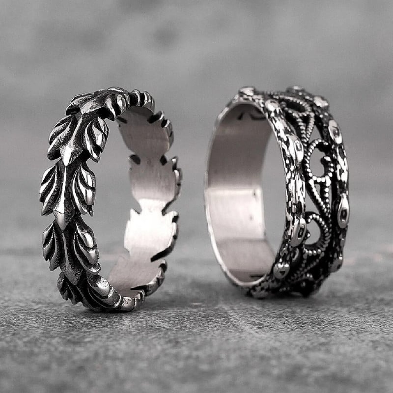 Lucky Olive Branch nerūsējošā tērauda vīriešu gredzeni Moderns panku amulets vīriešu puisim, bikeram, rotaslietas, radošuma dāvanu vairumtirdzniecība