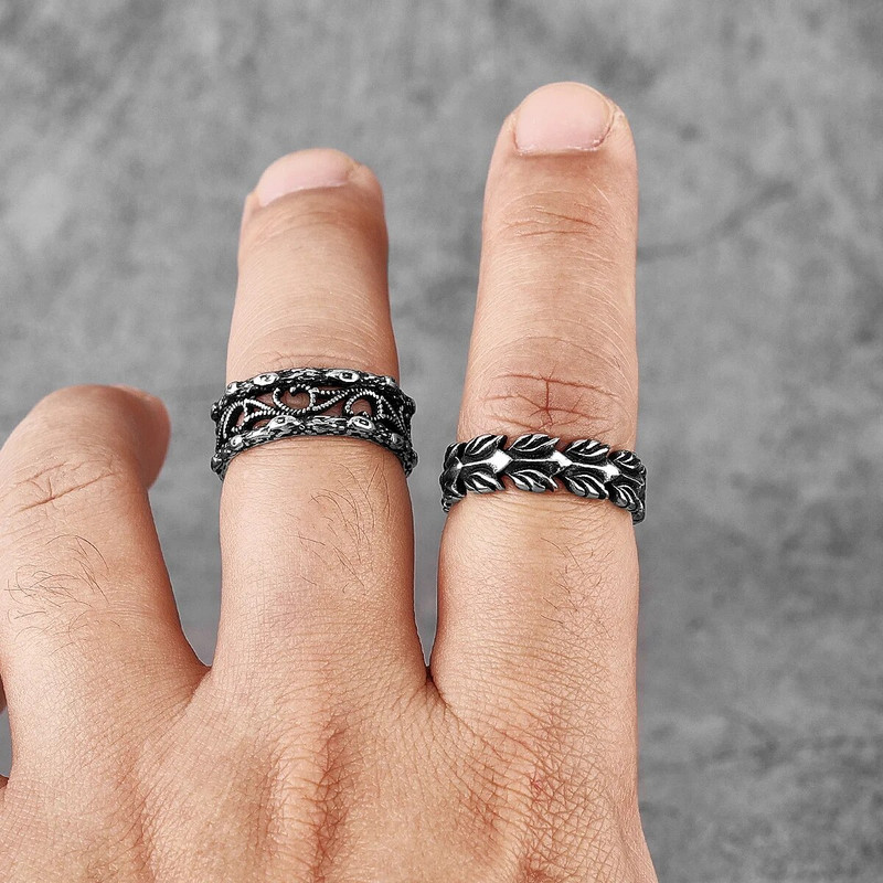 Lucky Olive Branch nerūsējošā tērauda vīriešu gredzeni Moderns panku amulets vīriešu puisim, bikeram, rotaslietas, radošuma dāvanu vairumtirdzniecība