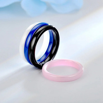 Модни тънки керамични пръстени за дамски бижута Минималистични прости гладки блестящи пръстени с опашка без избледняване синьо розово черно бяло