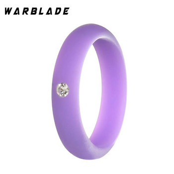 4-9 размер Food Grade FDA силиконов пръстен Хипоалергичен Crossfit Гъвкави гумени пръстени за пръсти с кристал за жени Сватба 5 mm