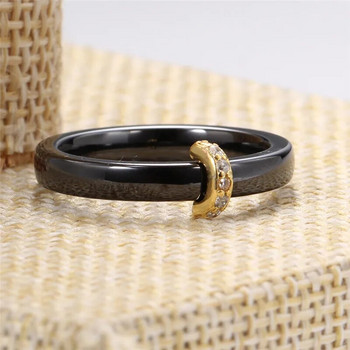 ZORCVENS Нов гладък керамичен пръстен с кубичен цирконий, черен и бял цвят, дамски бижута, годежна брачна лента, подаръци за жени