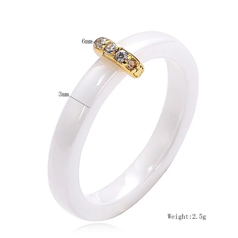 ZORCVENS jauns gluds keramikas gredzens kubiskā cirkonija melnbaltā krāsā sieviešu rotaslietas saderināšanās kāzu lentes dāvanas sievietēm