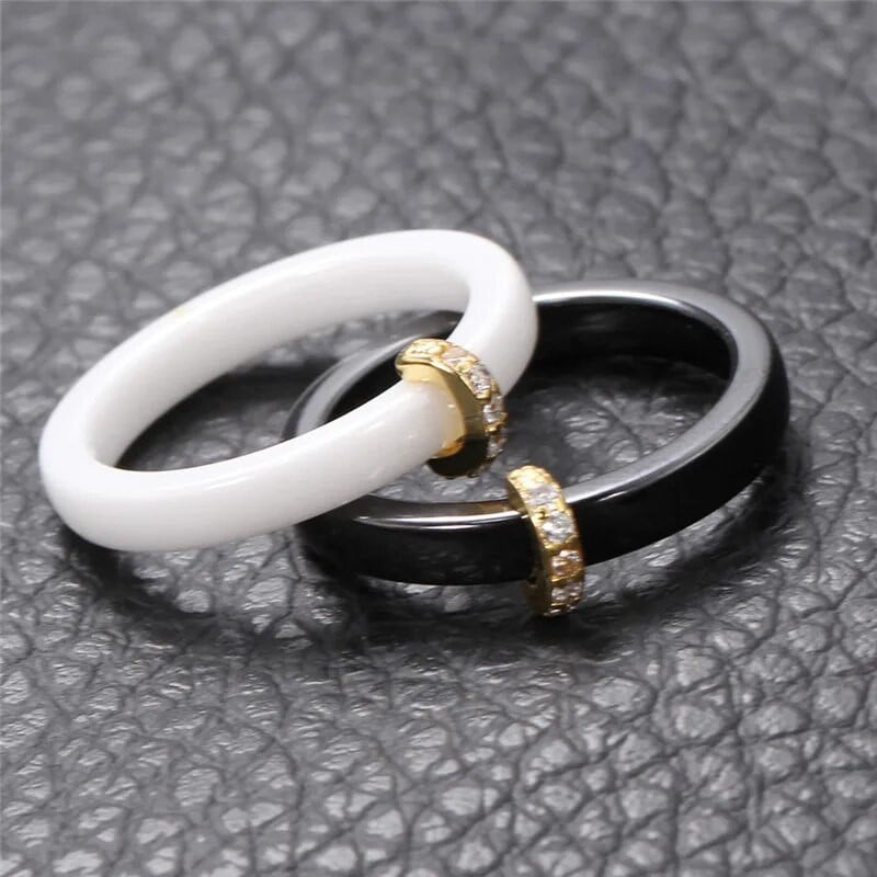 ZORCVENS jauns gluds keramikas gredzens kubiskā cirkonija melnbaltā krāsā sieviešu rotaslietas saderināšanās kāzu lentes dāvanas sievietēm