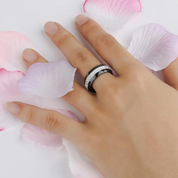 Висококачествени дамски бижута Пръстен на едро Черен и бял прост стил Удобни кристални керамични пръстени за жени