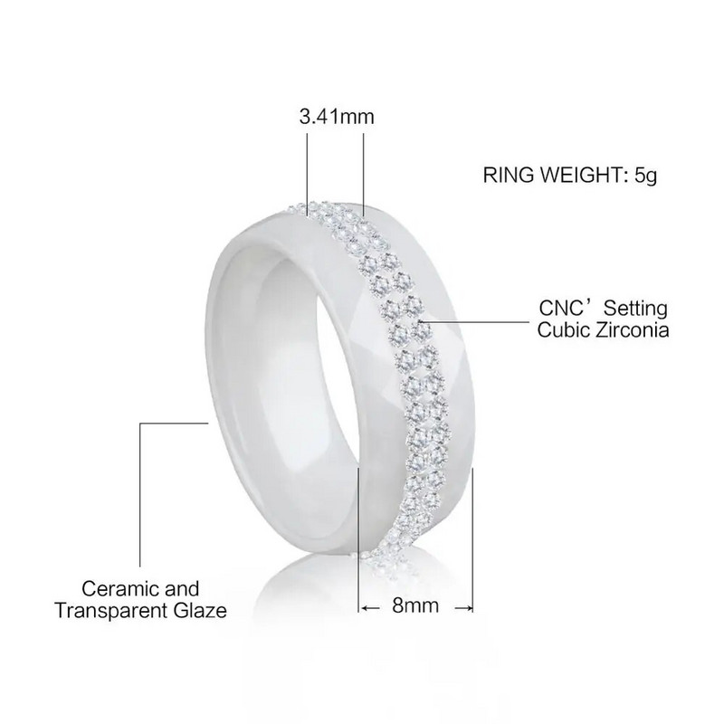 Kvaliteetsete naiste ehtesõrmuste hulgimüük, lihtsas stiilis Comly kristallist keraamilised sõrmused naistele