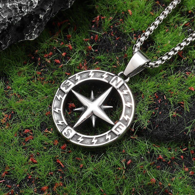 Punk Nordic Ordini kompassi ripats kaelakee meeste moe ratturitele hip hop rock peo ehted