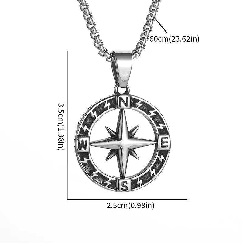 Punk Nordic Ordini kompassi ripats kaelakee meeste moe ratturitele hip hop rock peo ehted