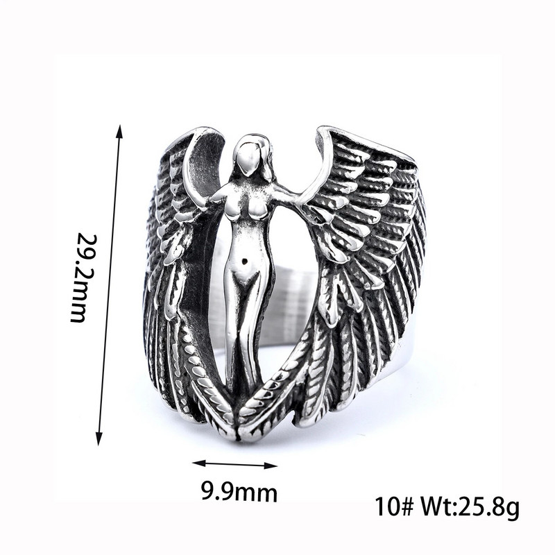 Suurused 7-15 roostevabast terasest kaitseingli tiivad Biker Signet rõngad meestele, naistele