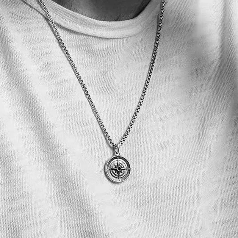 Mood Lihtne Kompass Paar Kaelakeed Meestele Retro Hip Hop Vasest Ripats Kampsun Kett Punk Ehted Aksessuaarid Kingitus
