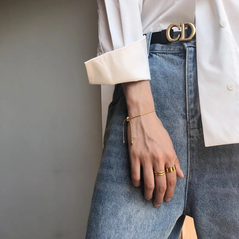 kvaliteetne disain titaanist terasest väljatõmmatav reguleeritav käevõru kullavärvi ussi keti käevõru naistele tüdrukutele meestele helmed ehted