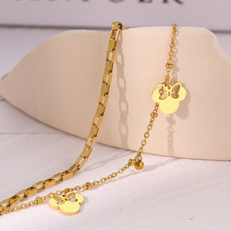 Roostevabast terasest käevõrud armsad multifilmid, anime vibu, hiire ripats, kellad helmed, kihilised ketid, käevõrud naistele ehted peokingitused