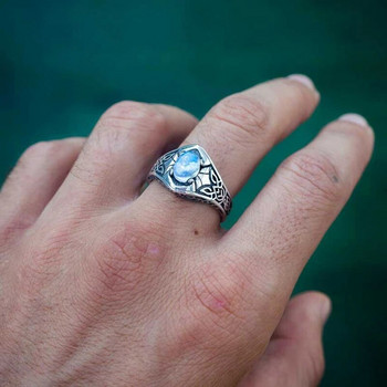 Нов винтидж сребърен цвят дърворезба модел скандинавски келтски пръстени имитация на лунен камък пръстен за жени Ретро модни парти бижута