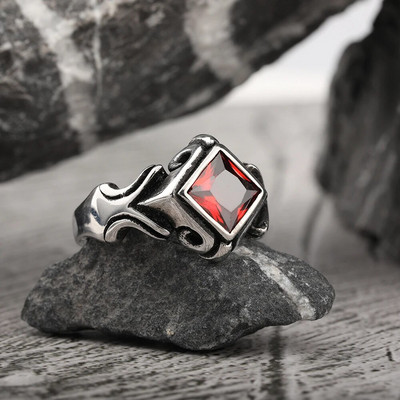 Keisha Lena 2023 uusim retro käsitööna valmistatud vintage inkrusteeritud tsirkoon-punk roostevabast terasest sõrmus meestele moslemiehted