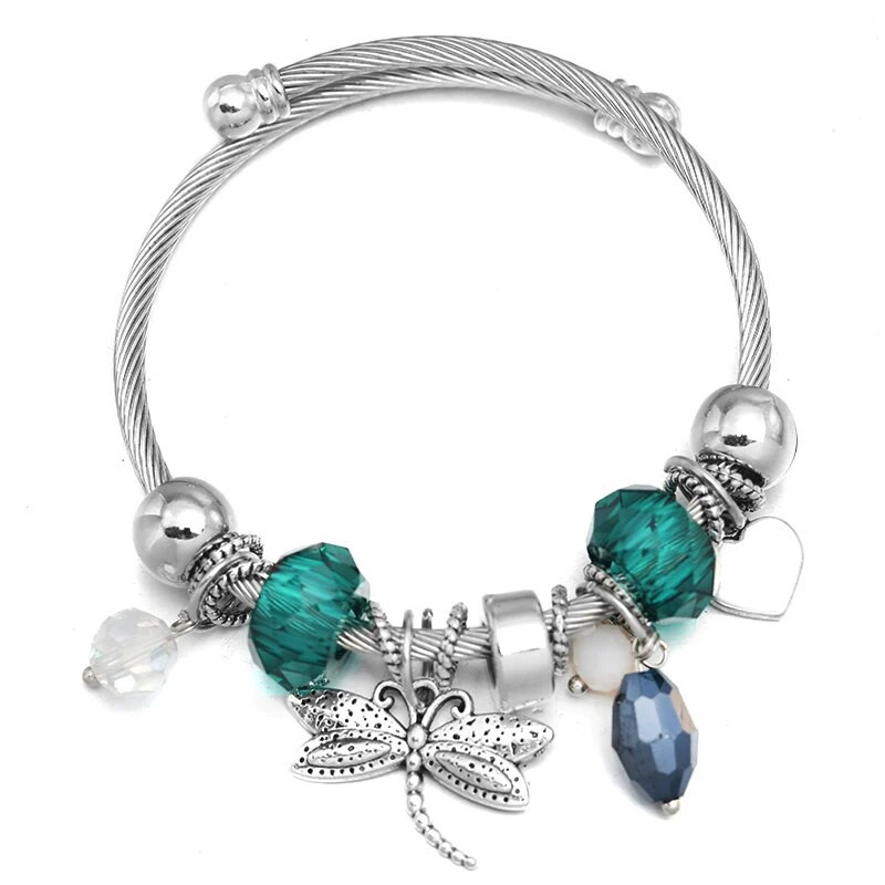 Uus Dragonfly roostevabast terasest trendikas pärlitega käevõru ehted 6 värvi suletavad käevõrud naiste käevõru Lihtsus aksessuaarid