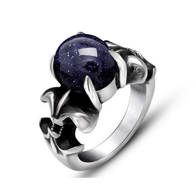 Retro meeste ja naiste titaanist terasest sõrmus koos Claw Blue ja Red Opal Gem ehete aksessuaaride rõngad kingituseks