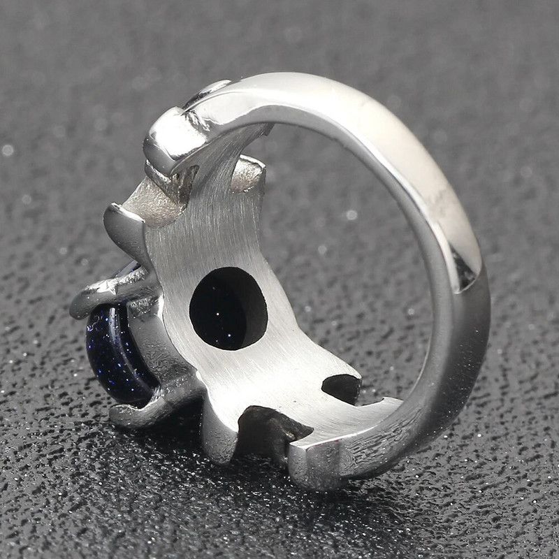 Retro meeste ja naiste titaanist terasest sõrmus koos Claw Blue ja Red Opal Gem ehete aksessuaaride rõngad kingituseks