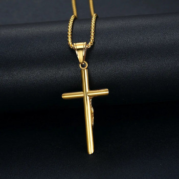 Ανοξείδωτο ατσάλι Titanium God Jesus Cross Hip Hop Κρεμαστό γιακά Αλυσίδες Κολιέ για Άντρες Γυναίκες Φίλοι Δώρο Κοσμήματα