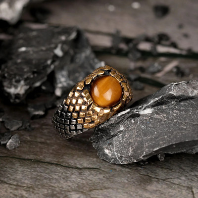 Τα νεότερα φυσικά οβάλ δαχτυλίδια Tiger Eye για γυναίκες Πέτρινο δαχτυλίδι από ανοξείδωτο ατσάλι αντίκες επάργυρο Fashion Jewelry Factory χονδρική