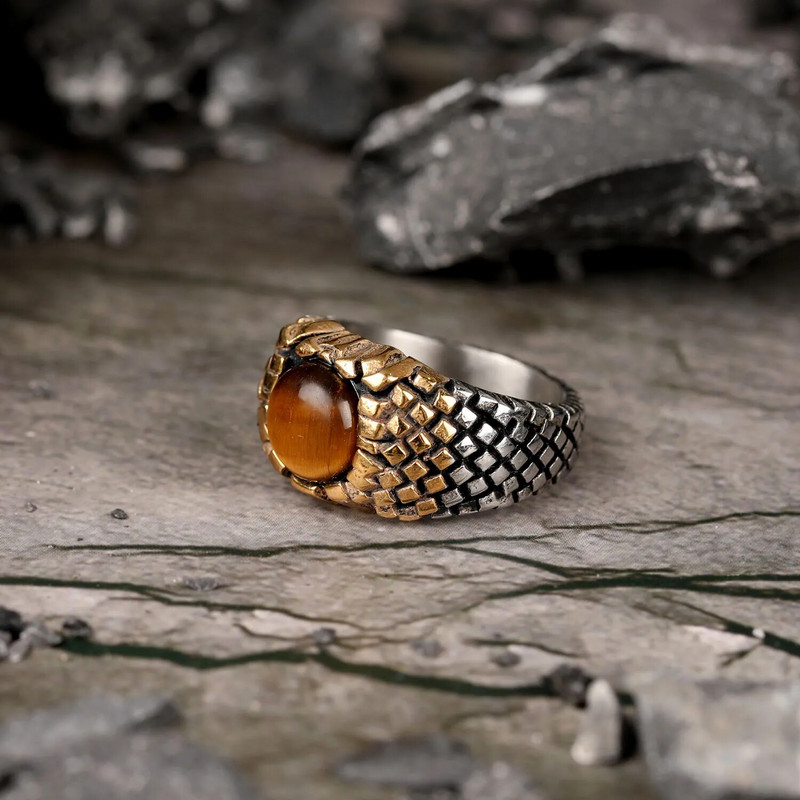 Τα νεότερα φυσικά οβάλ δαχτυλίδια Tiger Eye για γυναίκες Πέτρινο δαχτυλίδι από ανοξείδωτο ατσάλι αντίκες επάργυρο Fashion Jewelry Factory χονδρική