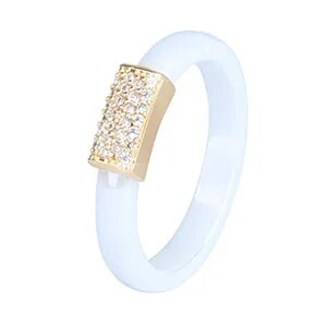 Arany színű csillag női gyűrűk Bling CZ strassz 4 mm sima fekete fehér kerámia gyűrűk ékszerek esküvői évfordulós ajándék