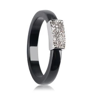 Arany színű csillag női gyűrűk Bling CZ strassz 4 mm sima fekete fehér kerámia gyűrűk ékszerek esküvői évfordulós ajándék