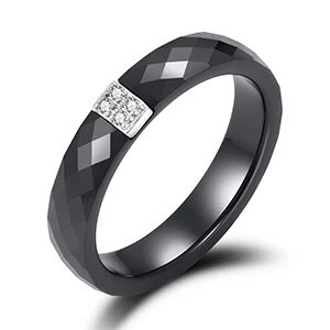 Arany színű csillag női gyűrűk Bling CZ strassz 4 mm sima fekete fehér kerámia gyűrűk ékszerek esküvői évfordulós ajándék