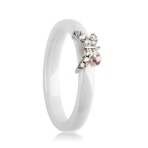 Arany színű csillag női gyűrűk Bling CZ strassz 4 mm sima fekete fehér kerámia gyűrűk ékszerek esküvői évfordulós ajándék