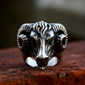Νέο Μόδα Vintage 316L από ανοξείδωτο ατσάλι Δαχτυλίδι κρανίου κεφαλιού προβάτου για άνδρες Gothic Punk Μοναδικά δαχτυλίδια ζώων Δώρα κοσμημάτων Χονδρική