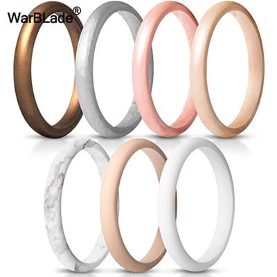 WarBLade 2.7mm Silicone Rings For Women Wedding Rubber Bands Hypoallergenic Flexible Sports Antibacterial Silicone Finger Ring