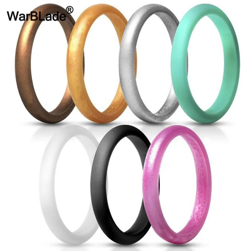 WarBLade 2,7 mm silikoniniai žiedai moterims Vestuvinės guminės juostos Hipoalerginės lanksčios sportinės antibakterinis silikoninis pirštų žiedas