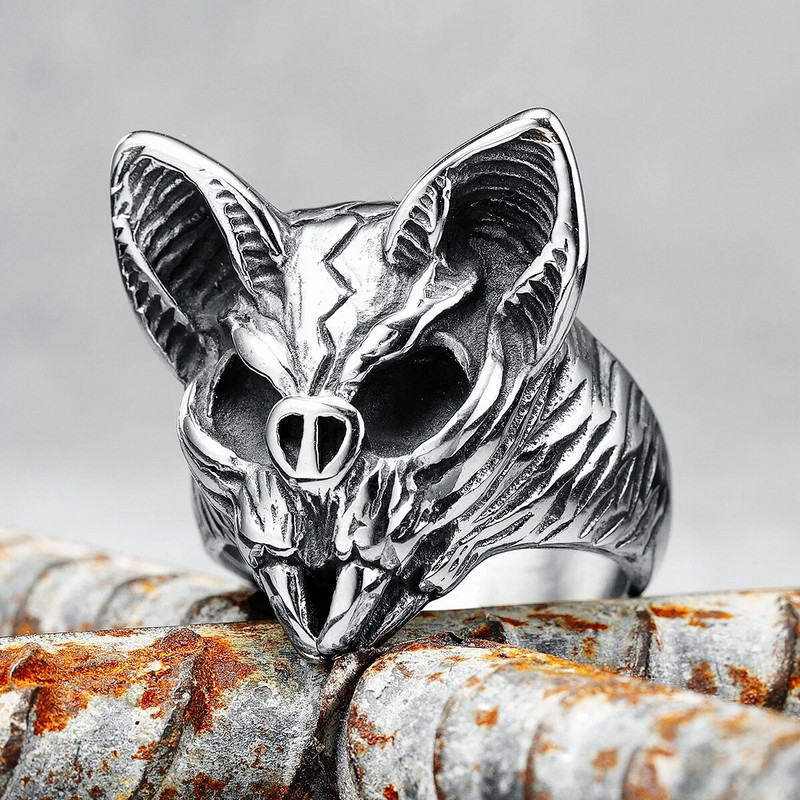 Nahkhiire sõrmus 316L roostevabast terasest meeste sõrmused Öö tige palgamõrvar Rocki räpipidu, meessoost poiss-sõbra ehted, parim kingitus