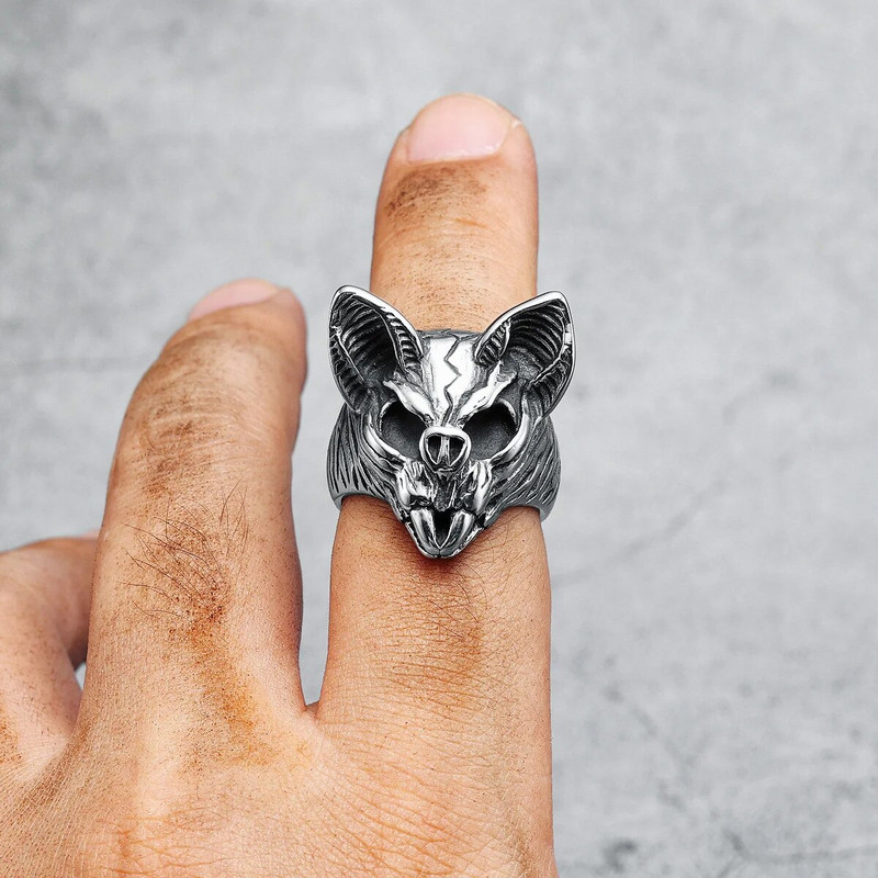 Nahkhiire sõrmus 316L roostevabast terasest meeste sõrmused Öö tige palgamõrvar Rocki räpipidu, meessoost poiss-sõbra ehted, parim kingitus