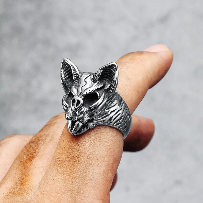 Nahkhiire sõrmus 316L roostevabast terasest meeste sõrmused Öö tige palgamõrvar Rocki räpipidu, meessoost poiss-sõbra ehted, parim kingitus