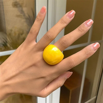 Exaggerated Simple Macaron Color Transparent Resin Curve Rings Λείο ακανόνιστο γεωμετρικό δαχτυλίδι για γυναίκες Δώρο πάρτι 2023
