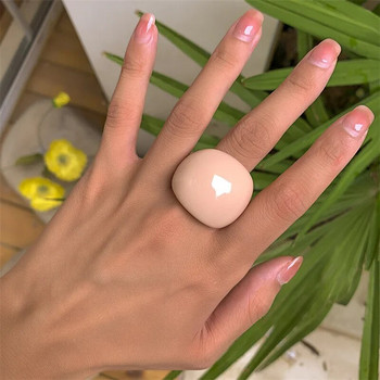 Exaggerated Simple Macaron Color Transparent Resin Curve Rings Λείο ακανόνιστο γεωμετρικό δαχτυλίδι για γυναίκες Δώρο πάρτι 2023