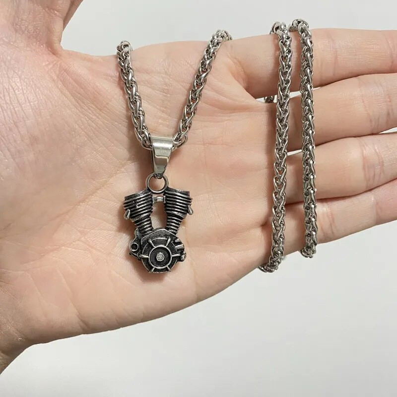 Moodne mootoriga roostevabast terasest ripats meestele kingitus vana mootorratta punk unisex kaelakee meestele ehted puusa metalli hulgimüük