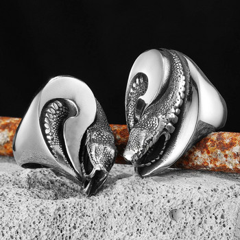 Δαχτυλίδι με κουλουριασμένο φίδι από ανοξείδωτο ατσάλι Ανδρικά δαχτυλίδια Μοναδικό αφηρημένο πανκ για Riker Αξεσουάρ ανδρικών κοσμημάτων μόδας Δώρο Dropshipping