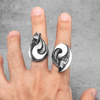 Пръстен със завита змия Мъжки пръстени от неръждаема стомана Уникален пънк абстракт за Riker Мъжки модни бижута Аксесоари Подарък Dropshipping